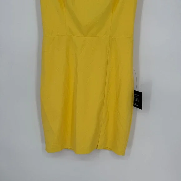 Lulus Social Sensation Yellow Square Neck Mini Bodycon Dress Size S